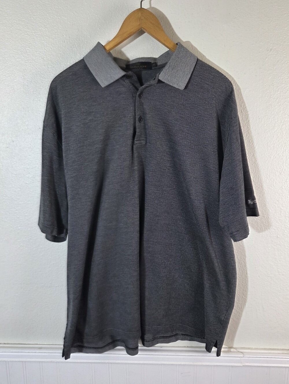 Bugatchi Uomo Polo Shirt Mens XL Gray Mercerized Egyptian Cotton Black Rock Golf